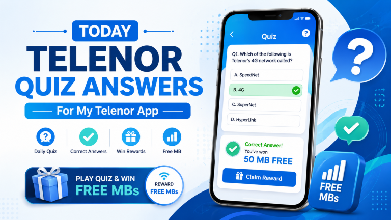 Today Telenor Quiz Answers for My Telenor App